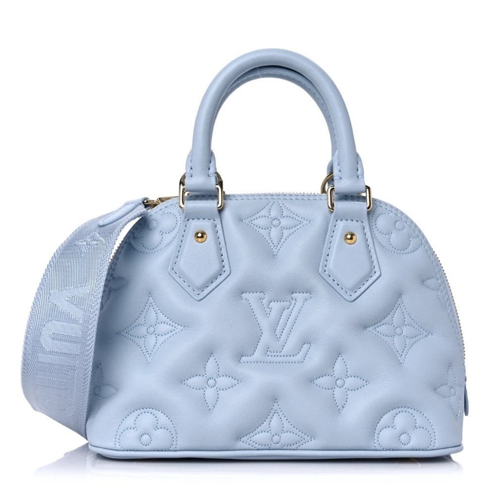 New Louis Vuitton Calfskin Bubblegram Alma BB Ice Blue Limited Edition